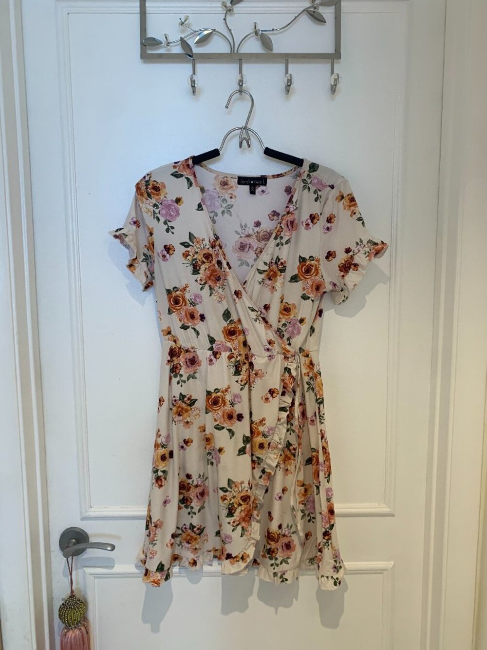 Derek Heart Off-White Floral Dress Size L-Used